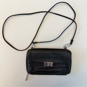 Tumi Leather Zip Around Organizer with Crossbody Strap